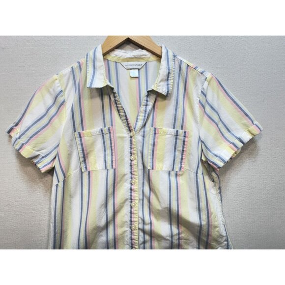 Christopher & Banks Womens Button Up Shirt Short Sleeve Size S Multicolor Stripe - Picture 6 of 12